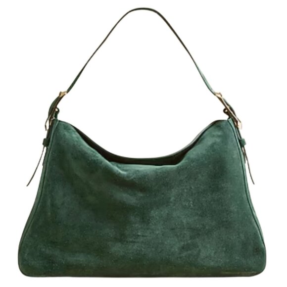 J. CREW Berkeley Shoulder Bag Suede Leather Midnight Forrest $178 NWT - Picture 4 of 8